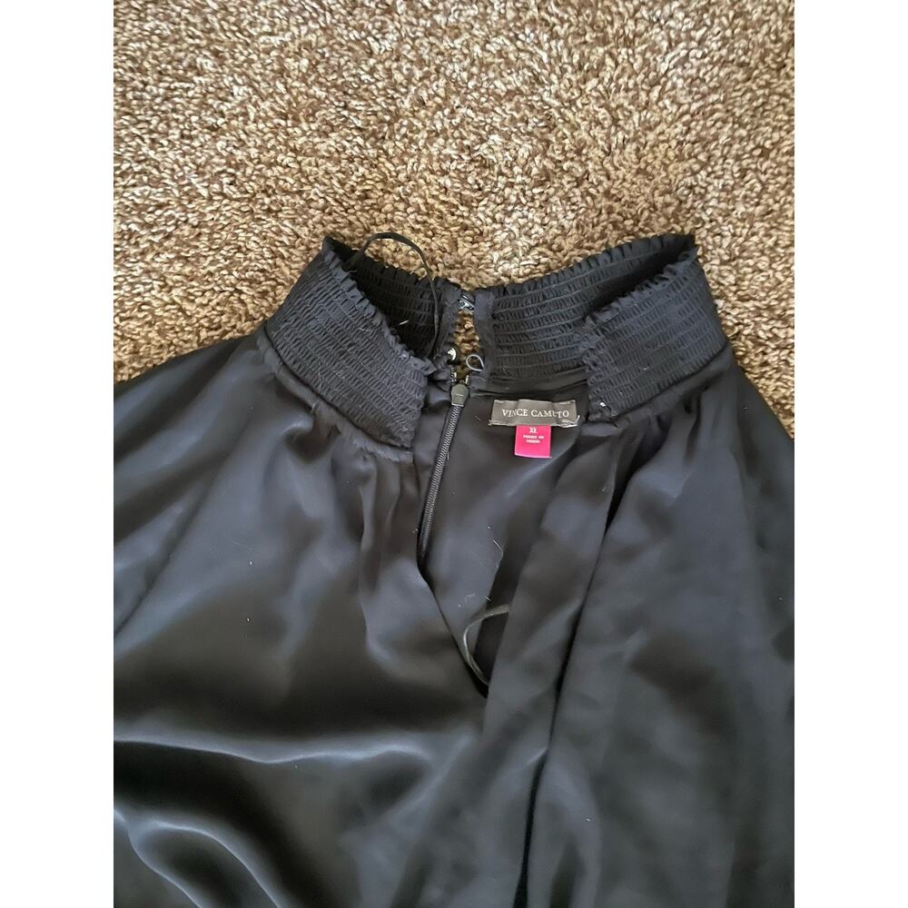 Vince Camuto Split Neck Wide Leg Jumpsuit Rich Black - Picture 10 of 11